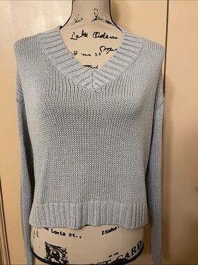 Harper Light Blue/Gray V-Neck Women’s Sweater